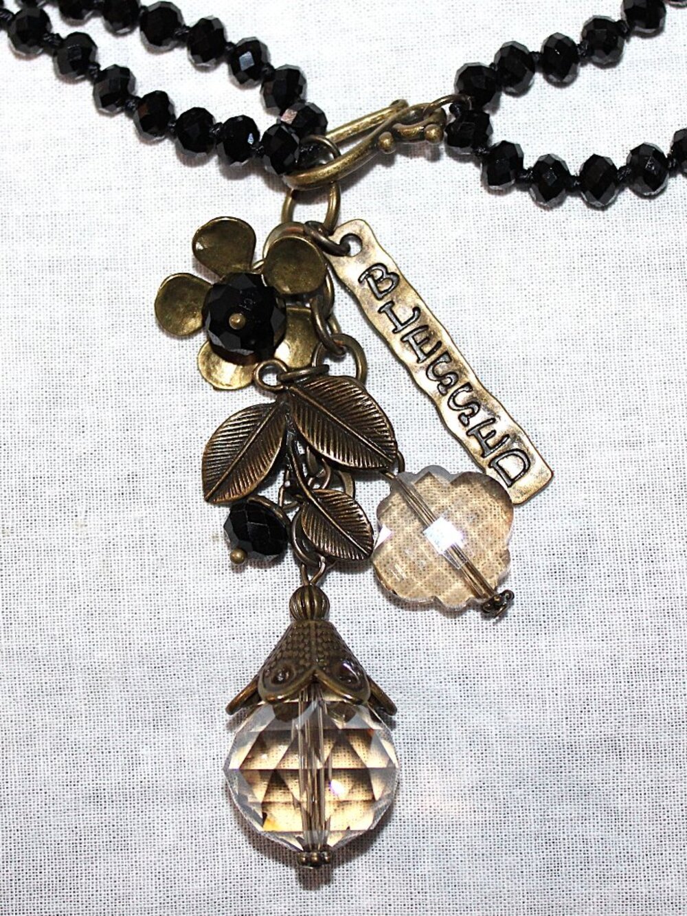 Black Glass Beaded Double Strand Blessed Necklace